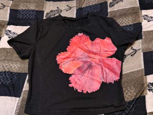 Black Floral Print T-Shirt