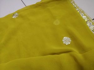 Stunning Mustard Yellow Embroidered Saree