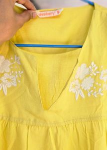 Yellow Floral Embroidered Top