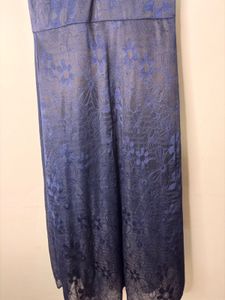 Elegant Navy Blue Floral Maxi Dress