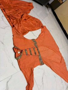 Orange  Mirror Work desighner dress