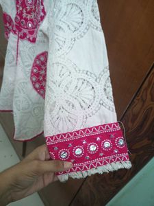 Sale!!cream pink work kurta set