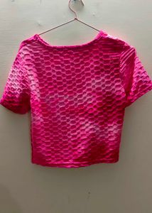Pink Textured Top for Gym