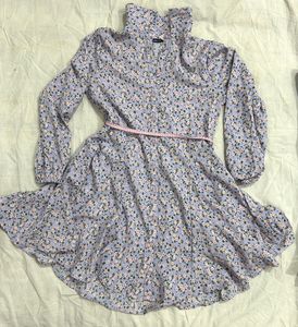Floral Print Midi Dress with Belt