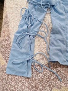 Light Blue Lace-Up Detail Top