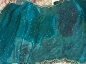 Stunning Teal handwork Embellished Saree