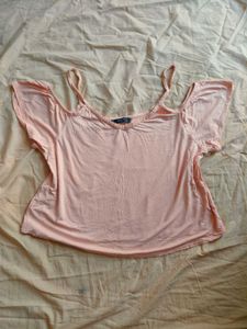 MANGO Soft pink off-shoulder top