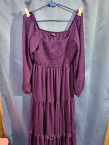 Purple Tiered Midi Dress