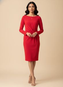 Vince Canuto Elegant Red Long Sleeve Dress