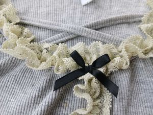 Gray Ruffle Trim Cardigan