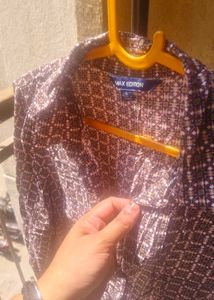 Elegant Brown Geometric Print Kurta