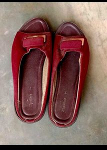 Maroon Velvet Slip-On Flats