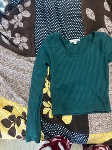 Emerald Green Ribbed Long Sleeve Top