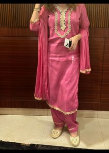 Elegant Pink Kurta Set with Mirror Work