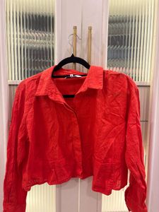 Vibrant Red Cropped Shirt