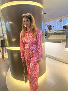Chic Pink Abstract Print Co-ord Set