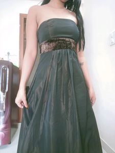 Imported Black Gown With Brown Shining
