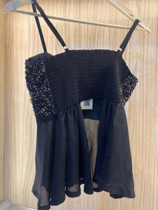 Black Embellished Camisole Top