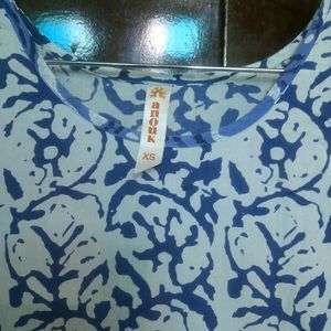 Blue Block Print Anarkali Kurta