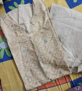 Beige Kurta Salwaar with Embroidery