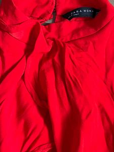 Zara Red Halter Dress Size-S