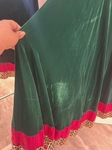 Green &amp; Pink Anarkali Dress