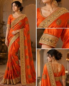 Vibrant Orange Embellished Lehenga Choli