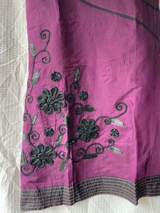 Elegant Plum Floral Embroidered Kurti