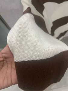 Brown &amp; Cream Striped Tie-Front Sweater