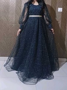 Stunning Navy Blue Sequined Gown