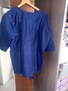 Royal Blue Silk Sharara Set