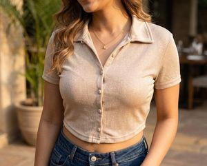 Collared Shimmer Top