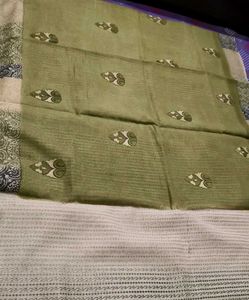 Handloom Black print Chanderi Silk Saree