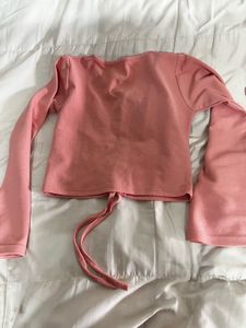 Cute Pink Cinched Crop Top