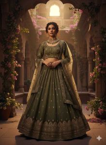 Stunning Olive Green Lehenga Choli set