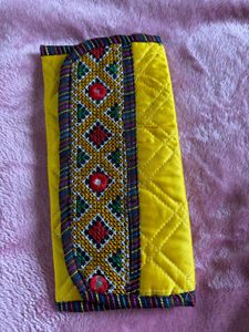 Yellow Quilted Embroidery Purse