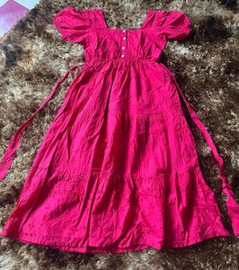 Chic Eyelet Detail Pink Dress
