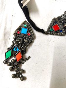 Oxidised Black Metal Ethnic Necklace
