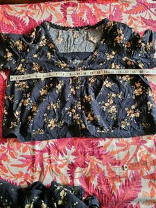 Floral Print Dress with Matching Skirt