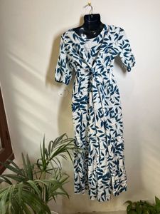 Leaf Print Midi Dress