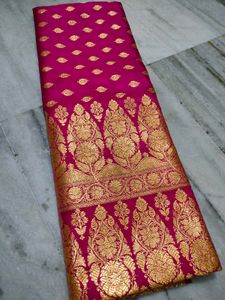 New Katan Vibrant Magenta Pink Banarasi Silk Saree