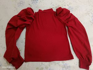 High Neck Maroon Top