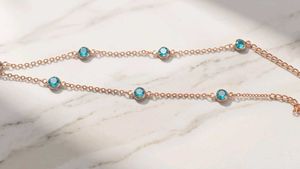 Rose Gold Chain with Blue Stones