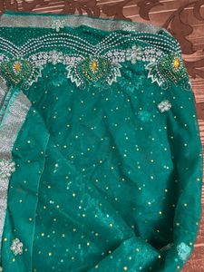 Embellished Emerald Green Saree