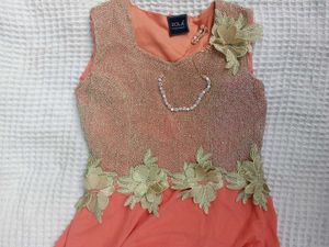 Peach Embellished Ethnic Gown