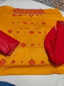 Vibrant Yellow Set with Red Accents