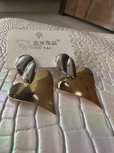 Golden silver Heart Drop Earrings