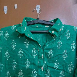 Green Printed Kurta with pant