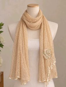 Golden Scarf with Flower Accent✨️🍊