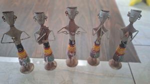 Set of 5 Folk Art Metal Figurines